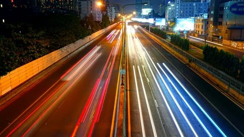 4k time lapse night traffic at Bangkok, Thailand. Vídeo Stock 104320816