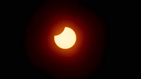 4K time lapse of October 2022 partial solar eclipse Stock Footage 220017860