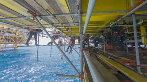 4K Time Lapse Offshore Construction Works. Stock Footage 156083100