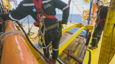 4K Time Lapse Offshore Construction Works. Video stock 156085239