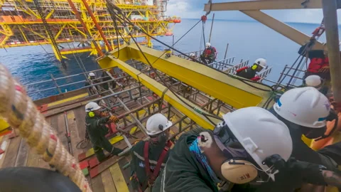 4K Time Lapse Offshore Construction Works. Video stock 156086397