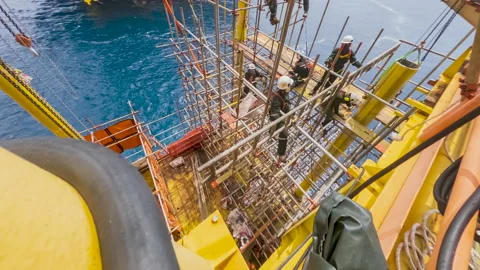 4K Time Lapse Offshore Construction Works. Video stock 156091548