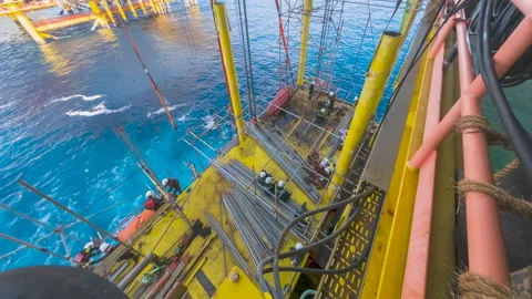 4K Time Lapse Offshore Construction Works. Stock Footage 156096519