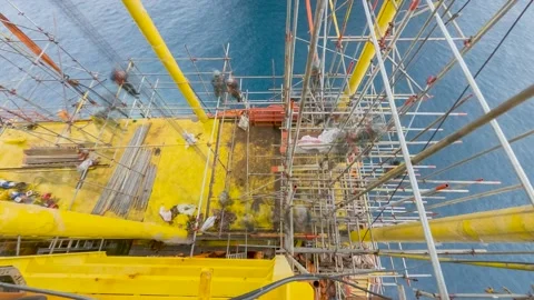 4K Time Lapse Offshore Construction Works. Stock Footage 156106627