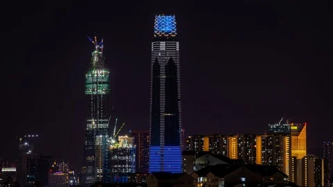 4K Time lapse over down town Kuala Lumpur. Zoom In Stock Footage 124592741
