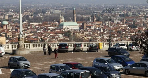 4K time-lapse panoramic view of an Italian city at sunrise Stock Footage 87667225