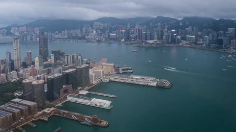 4K Time lapse Panoramic view of Hong Kong City during day to night. View of.. Stock Footage 240857214