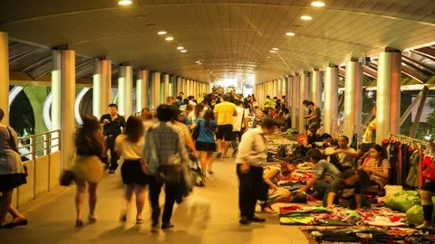 4K Time-lapse: Pedestrians crowded shopping Stock Footage 74250638
