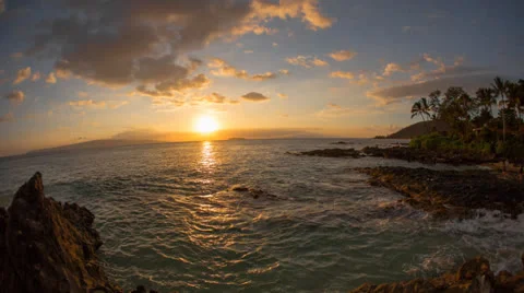 4k Time-lapse Photography with Sunset on Hawaiian beach Stock-Footage 24454308