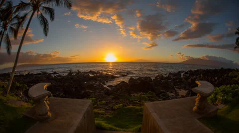 4k Time-lapse Photography with Sunset on Hawaiian beach Stock-Footage 24454737