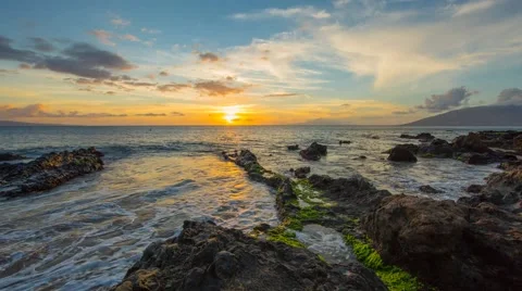 4k Time-lapse Photography with Sunset on hawaiian beach Stock-Footage 44188059