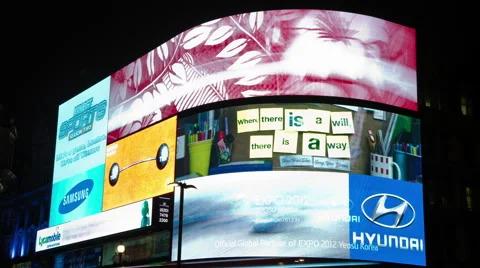 4k Time Lapse of Piccadilly Square Advertising Screen Vídeo Stock 60259338