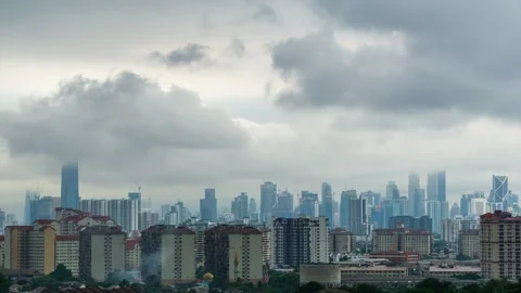 4K Time lapse Of Rain With Lightning At Kuala Lumpur, Malaysia Stock Footage 131914132