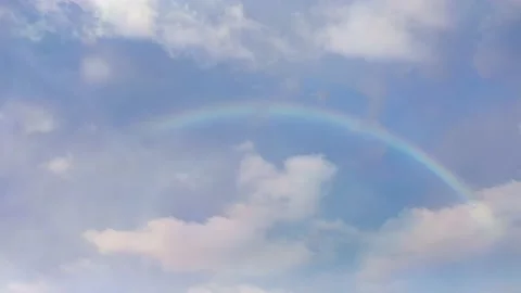 4k Time Lapse Rainbow in cloudy sky after the rain stops falling on the evening Stock Footage 225416939