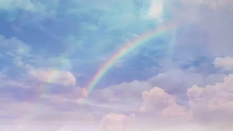 4k Time Lapse Rainbows and sky with beautiful clouds after rain Stock Footage 196204157