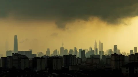4K Time lapse of rainy day over down town Kuala Lumpur, Malaysia. Stock Footage 131196773