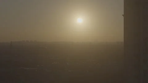 4K Time-lapse: Rare Sandstorm Sunset Over Beijing City, Slog3 Video stock 327720446