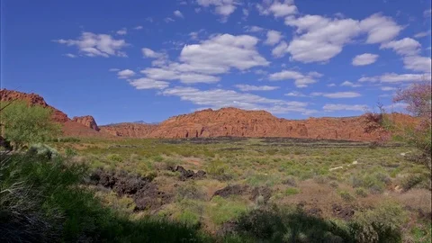 4K Time lapse of red rock mountain near Snow Canyon State Park in Utah Stock Footage 75538935