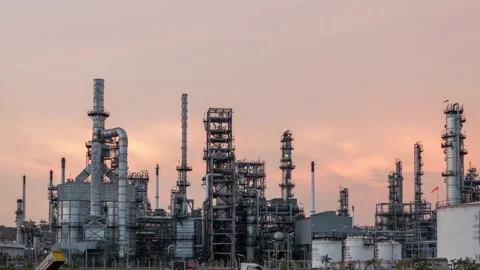 4K Time lapse refinery  during sunset time Stock-Footage 132282036