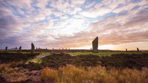 4k Time Lapse of the Ring of Bordgar in Orkney Video stock 256099428