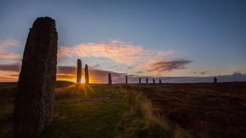 4K Time Lapse at the Ring of Brodgar Orkney at Sunset 動画素材 253194953