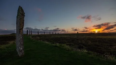 4k Time Lapse of the Ring of Brodgar at Sunset in Orkney Stock-Footage 256096165