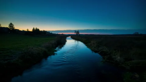 4k time lapse with river on meadows. Typical polish landscape. Stock Footage 164201578