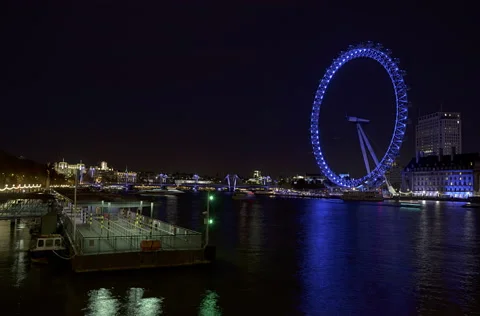 4k Time lapse of River Thames and London Eye at night Stock-Footage 53811633