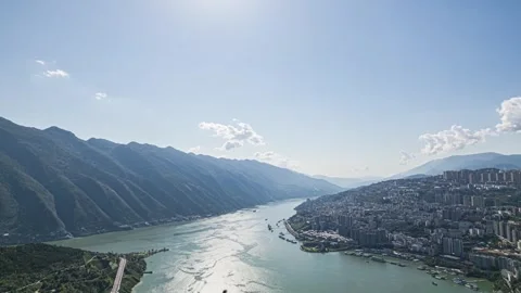 4K Time-lapse of Rivers and Natural Scenery of Daning River, Wushan, Chongqi Stock Footage 338364450