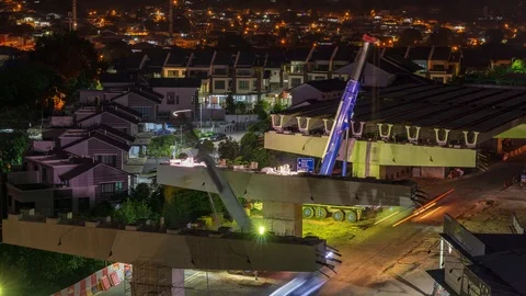 4K Time lapse of road construction on progress for elevated highway. Stock Footage 106645242