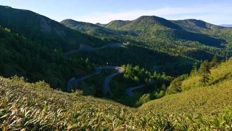 4K Time lapse of road on Mount Kusatsu-Shirane Video stock 111934057