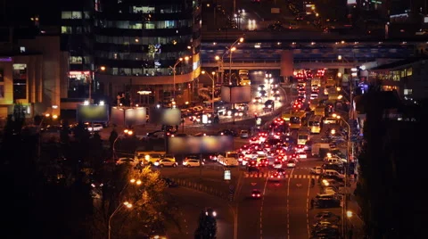 4K Time Lapse of Road Traffic at Night Stock Footage 57192833