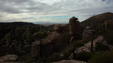4K time lapse of rock pinnacles in Chiricahua national monument on a cloudy day Stock Footage 167771582
