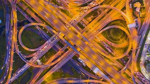 4K Time lapse of rush hour elevated highway and convergence road Stock Footage 122817597