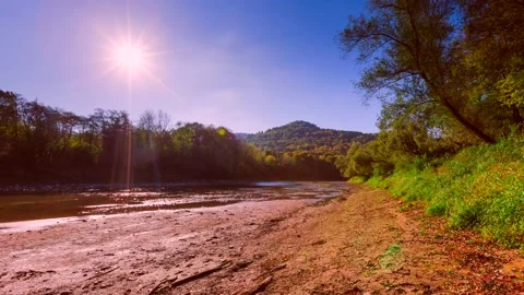4k time lapse with San river in Bieszczady mountains. Stock Footage 155410106