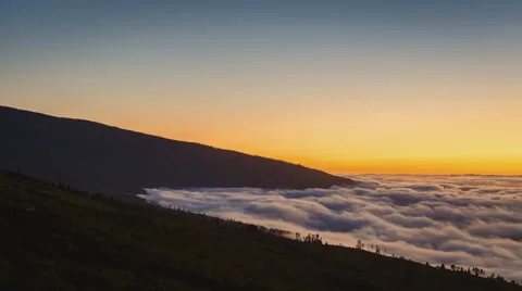 4K Time Lapse Sea of Clouds Sunset Mountain Forest Video stock 66796952