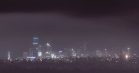 4K Time-lapse of Seattle Snowstorm at Night Stock Footage 103197670