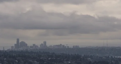4K Time-lapse of Seattle at Sunset after Snowstorm in 2019 Stock Footage 103193133
