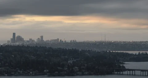 4K Time-lapse of Seattle at Sunset after Snowstorm in 2019 Stock Footage 103193187