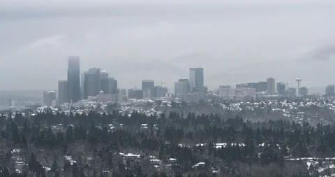 4K Time-lapse of Seattle at Sunset after Snowstorm in 2019 Stock Footage 103197932