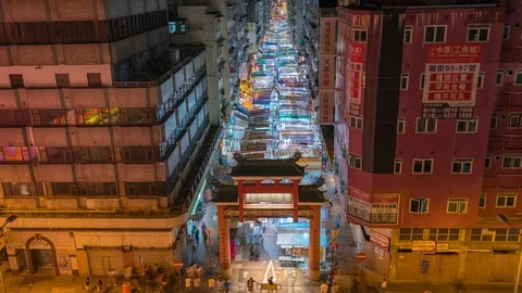 4K Time lapse Sequence of Hong Kong, China - The Night Market. Video stock 119278886