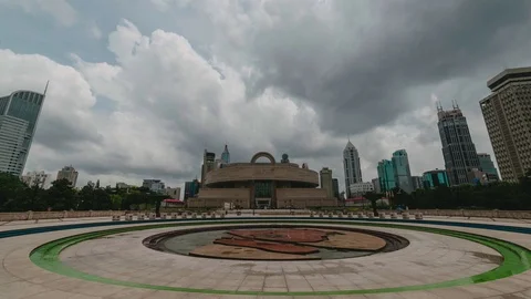 4K time-lapse of the Shanghai Museum at People's Square in the city centre Stock Footage 94588341