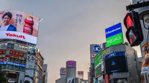 4K Time Lapse Of Shibuya Electronic Billboards. Stock Footage 113187228
