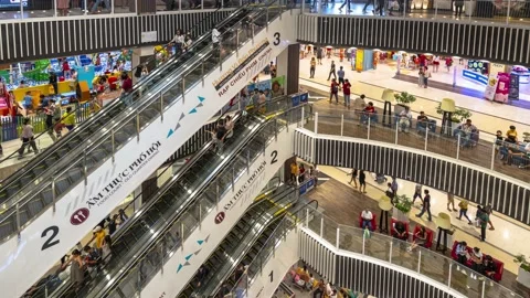 4K Time lapse shopping people view of Shopping Mall Stock Footage 135773553