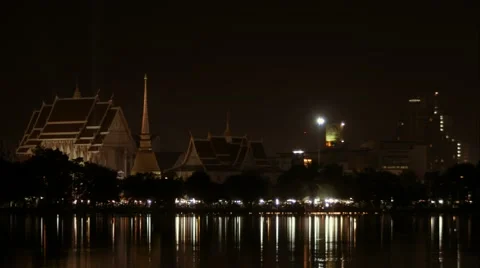 4K : Time lapse shot of night at Wat Nongwaen, Khonkaen, Thailand 動画素材 56420565