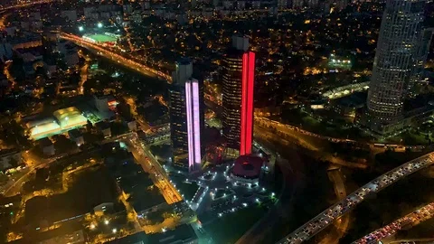4K Time Lapse Shot at Night of Istanbul Turkey Video stock 122363042