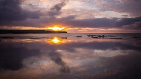 4k Time Lapse on Skaill Bay During Sunset Below Skara Brae in Sandwick Orkne Stock-Footage 253322144