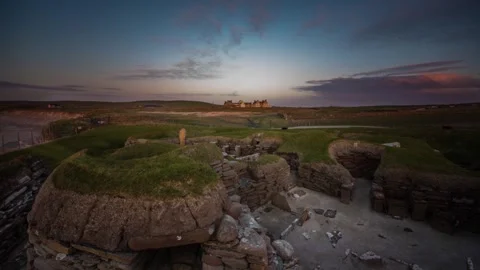 4k Time Lapse from Skara Brae Looking up to Skaill House in Sandwick Orkney 動画素材 253322426