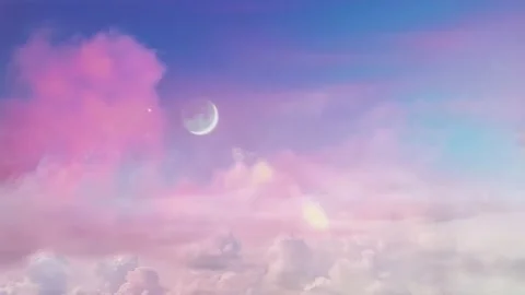 4k Time Lapse Sky and sunny evening sky. Romantic colorful moon Stock Footage 160987293