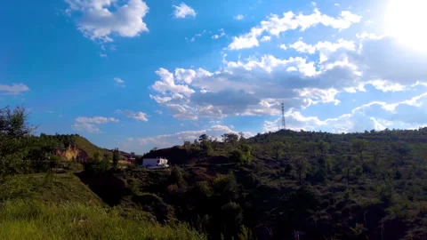 4K Time Lapse of Small Mountain Village on Loess Plateau Under Blue Sky Video stock 320097820